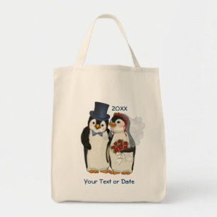 Penguin Wedding Bride and Groom Tie - Customise Tote Bag