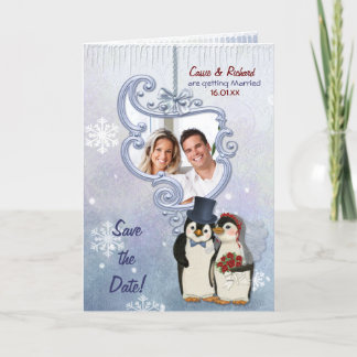 Penguin Wedding- Photo Save the Date Announcement