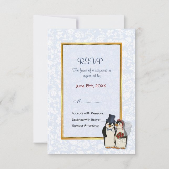Penguin Wedding - RSVP Card (Front)