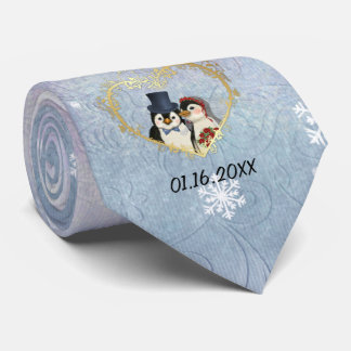 Penguin Wedding Snowflake Pattern - Customise Tie