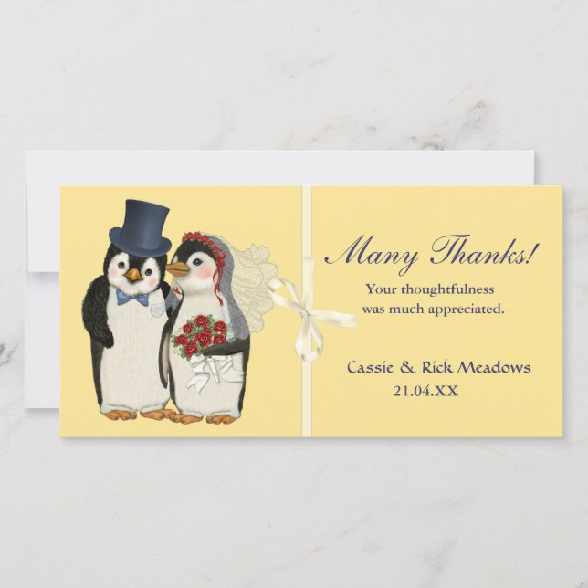 Penguin Wedding Thank You Card (Front)