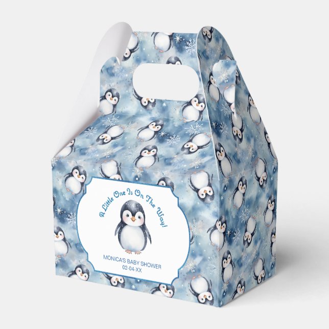 Penguin Winter Baby Shower Favour Box (Back Side)