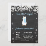 Penguin Winter Boy Birthday Invitation<br><div class="desc">Penguin Winter Boy Birthday Invitation. White Snowflake. Boy Birthday Party Invitation. Winter Holiday Bday. 1st First Birthday. 1st 2nd 3rd 4th 5th 6th 7th 8th 9th 10th 11th 12th 13th 14th 15th, any age. Chalkboard Background. Black and White. For further customisation, please click the "Customise it" button and use our...</div>