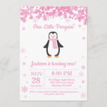 Penguin Winter Girl Birthday Invitation<br><div class="desc">Penguin Winter Girl Birthday Invitation. Pink Snowflake. Girl Birthday Party Invitation. Winter Holiday Bday. 1st First Birthday. 1st 2nd 3rd 4th 5th 6th 7th 8th 9th 10th 11th 12th 13th 14th 15th, any age. White Background. For further customisation, please click the "Customise it" button and use our design tool to...</div>