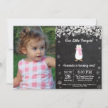 Penguin Winter Girl Birthday Photo Invitation<br><div class="desc">Penguin Winter Girl Birthday Invitation with custom photo. White Snowflake. Girl Birthday Party Invitation. Winter Holiday Bday. 1st First Birthday. 1st 2nd 3rd 4th 5th 6th 7th 8th 9th 10th 11th 12th 13th 14th 15th, any age. Chalkboard Background. Black and White. For further customisation, please click the "Customise it" button...</div>