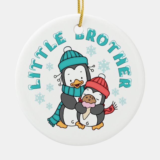 Penguin Winter Little Brother Ceramic Tree Decoration (Front)