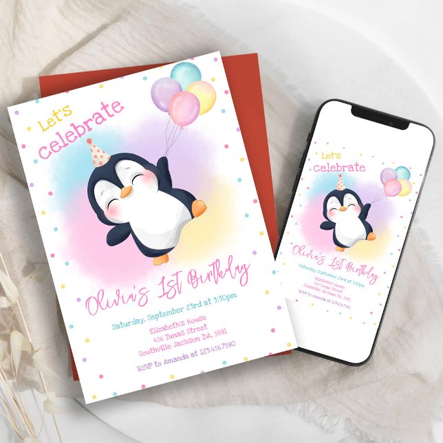 Penguin Winter Party Birthday Invitation (Creator Uploaded)