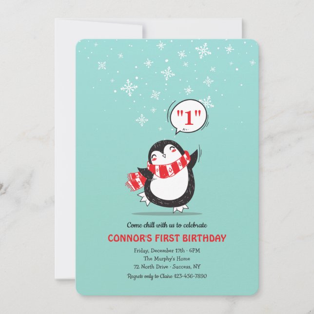 Penguin Winter Party Invitations (Front)