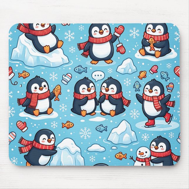 Penguin Winter Scarf Mousepad (Front)