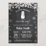 Penguin Winter Snowflake Baby Shower Invitation<br><div class="desc">Penguin Winter Snowflake Baby Shower Invitation. White Snowflake. Boy or Girl Baby Shower Invitation. Winter Holiday Baby Shower Invite. Chalkboard Background. Black and White. For further customisation,  please click the "Customise it" button and use our design tool to modify this template.</div>