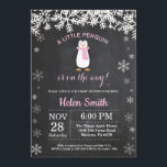 Penguin Winter Snowflake Girl Baby Shower<br><div class="desc">Penguin Winter Snowflake Girl Baby Shower Invitation. Pink and White Snowflake. Girl Baby Shower Invitation. Winter Holiday Baby Shower Invite. Chalkboard Background. Black and White. For further customisation,  please click the "Customise it" button and use our design tool to modify this template.</div>