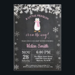 Penguin Winter Snowflake Girl Baby Shower Invitation<br><div class="desc">Penguin Winter Snowflake Girl Baby Shower Invitation. Pink and White Snowflake. Girl Baby Shower Invitation. Winter Holiday Baby Shower Invite. Chalkboard Background. Black and White. For further customisation,  please click the "Customise it" button and use our design tool to modify this template.</div>