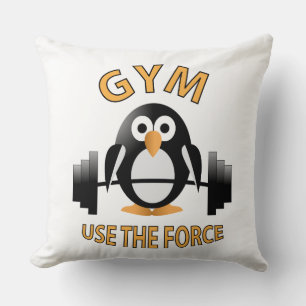 Penguin with a barbell cushion