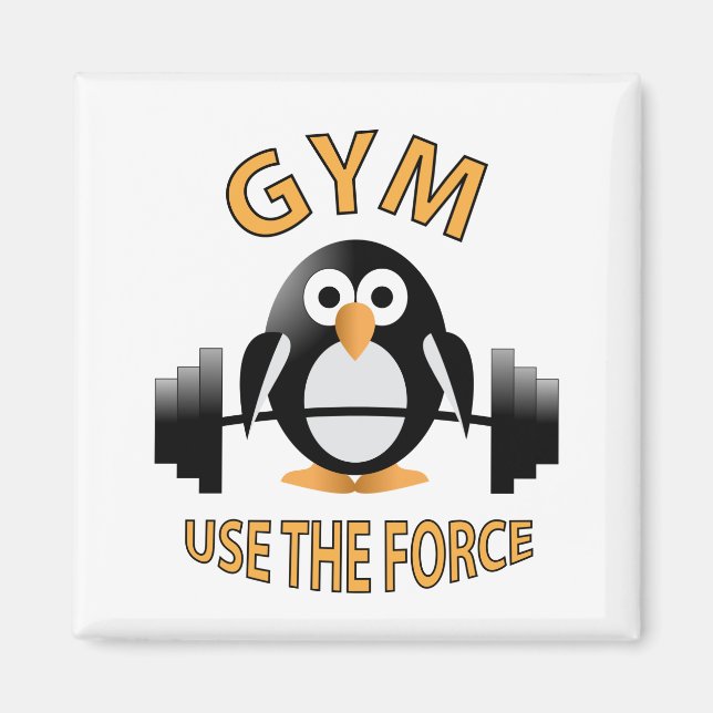 Penguin with a barbell magnet (Front)