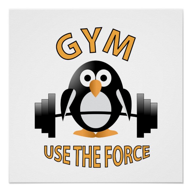 Penguin with a barbell poster (Front)