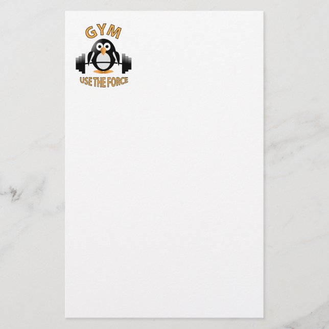 Penguin with a barbell stationery (Front)
