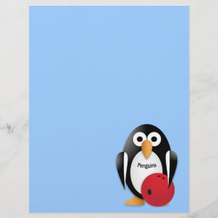 Penguin with a bowling bowl flyer