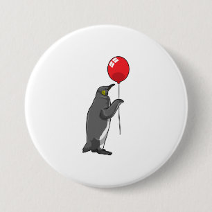 Penguin with Balloon 7.5 Cm Round Badge