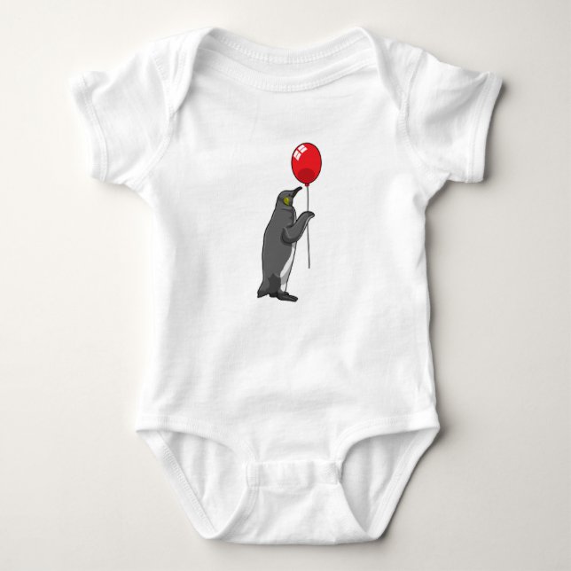 Penguin with Balloon Baby Bodysuit (Front)