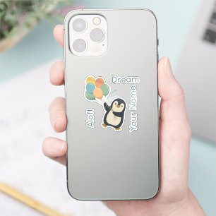 Penguin with Balloons   Custom Vinyl Stickers