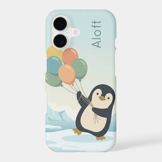Penguin with Balloons | Personalized iPhone Case (Back)