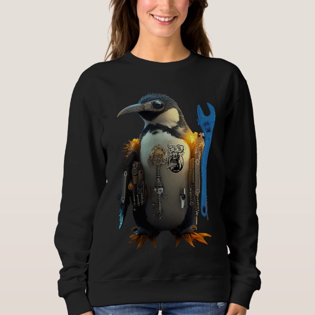 Penguin with Blue Wrench Sweatshirt (Front)