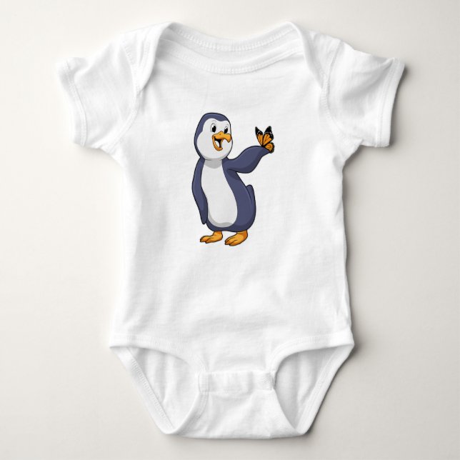 Penguin with Butterfly Baby Bodysuit (Front)