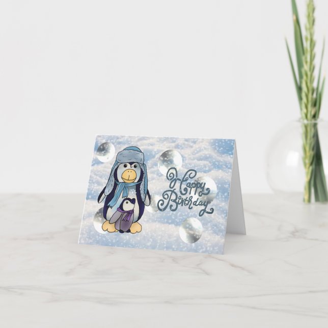 Penguin with child card (Front)