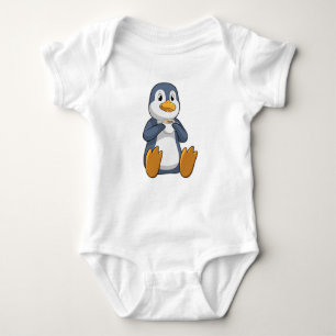 Penguin with Coffee Cup Baby Bodysuit