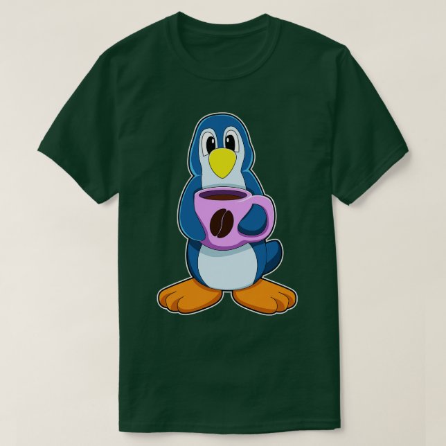 Penguin with Cup of Coffee 1 T-Shirt (Design Front)