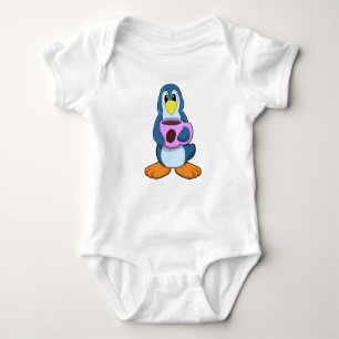 Penguin with Cup of Coffee Baby Bodysuit