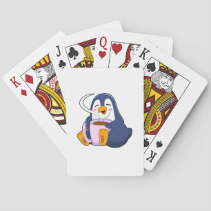 Penguin with Cup of Coffee Playing Cards