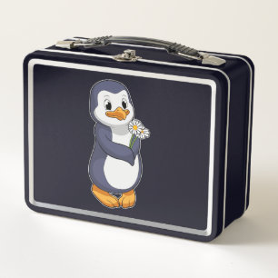 Penguin with Daisy Metal Lunch Box