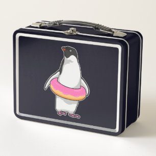 Penguin with Doughnut Metal Lunch Box