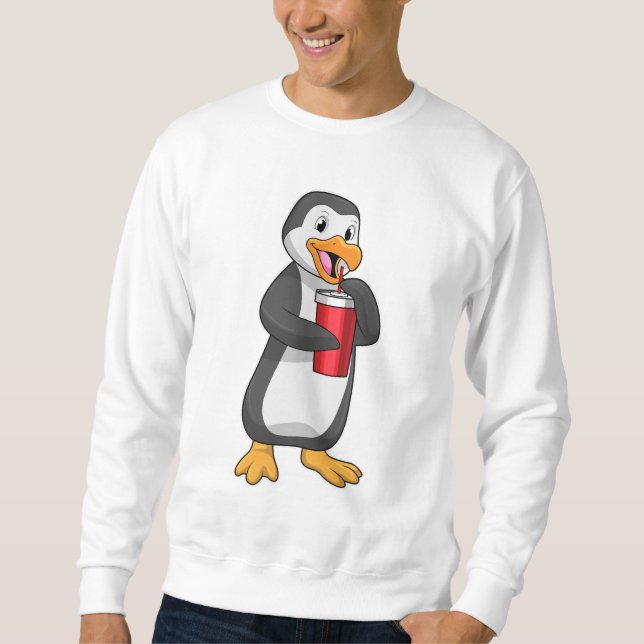 Penguin with Drinking cup with Straw Sweatshirt (Front)