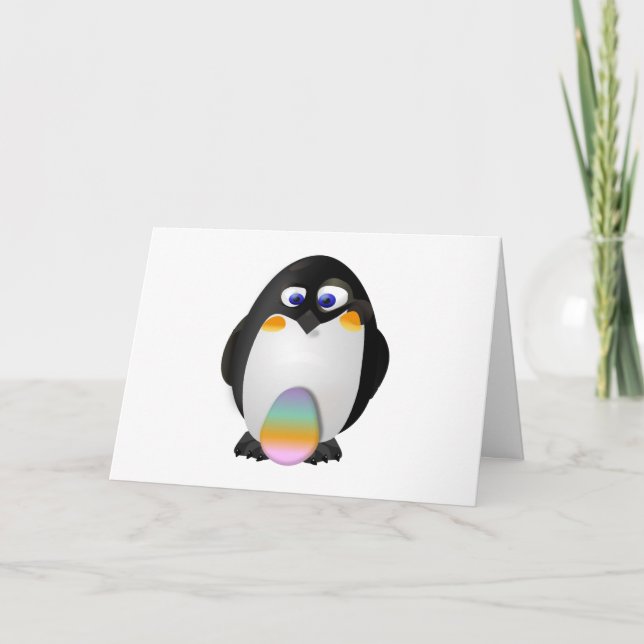 Penguin with Easter Egg Holiday Card (Front)