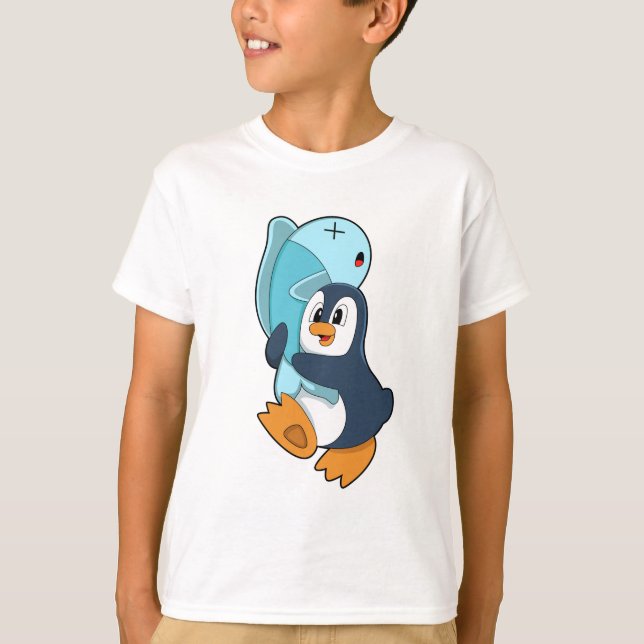 Penguin with Fish T-Shirt (Front)