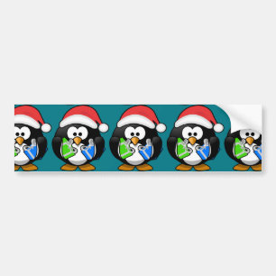 Penguin with Gifts Bumper Sticker