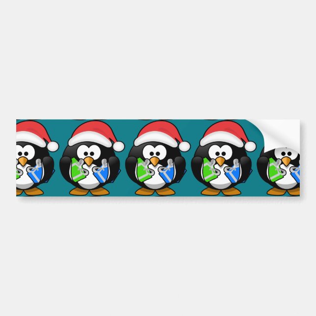 Penguin with Gifts Bumper Sticker (Front)