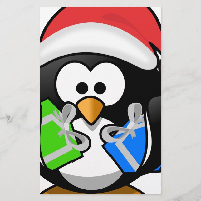 Penguin with Gifts Stationery (Front)