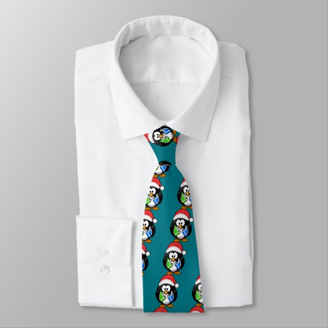 Penguin with Gifts Tie (Tied)
