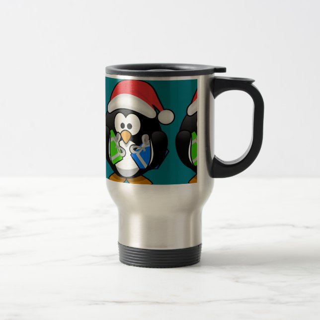 Penguin with Gifts Travel Mug (Right)