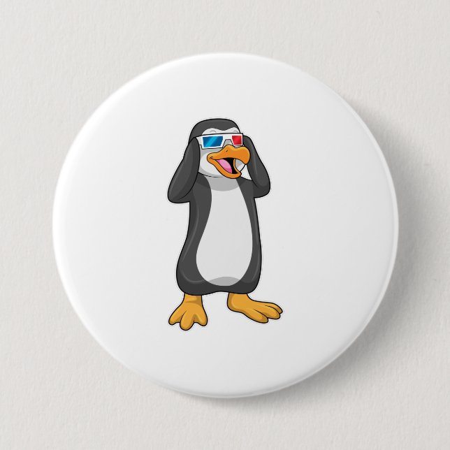 Penguin with Glasses 7.5 Cm Round Badge (Front)