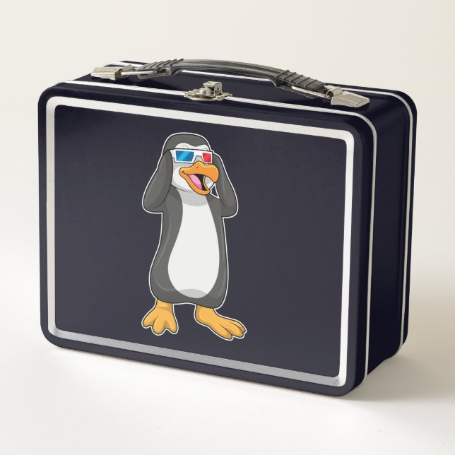 Penguin with Glasses Metal Lunch Box (Front)