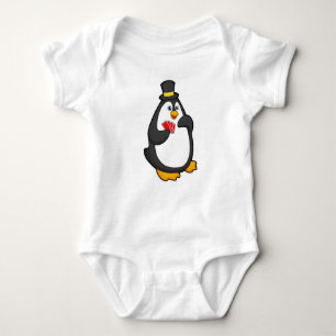 Penguin with Hat at Poker with Poker cards Baby Bodysuit