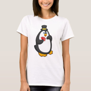 Penguin with Hat at Poker with Poker cards T-Shirt