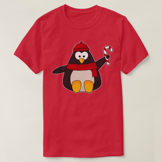 Penguin with Hat Scarf T-Shirt (Design Front)