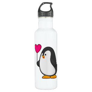 Penguin with Heart Balloon 710 Ml Water Bottle