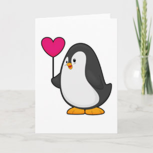 Penguin with Heart Balloon Card