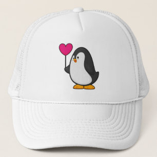 Penguin with Heart Balloon Trucker Hat